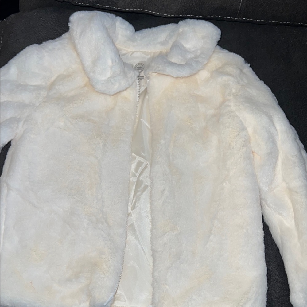 Kids White Faux Fur Jacket